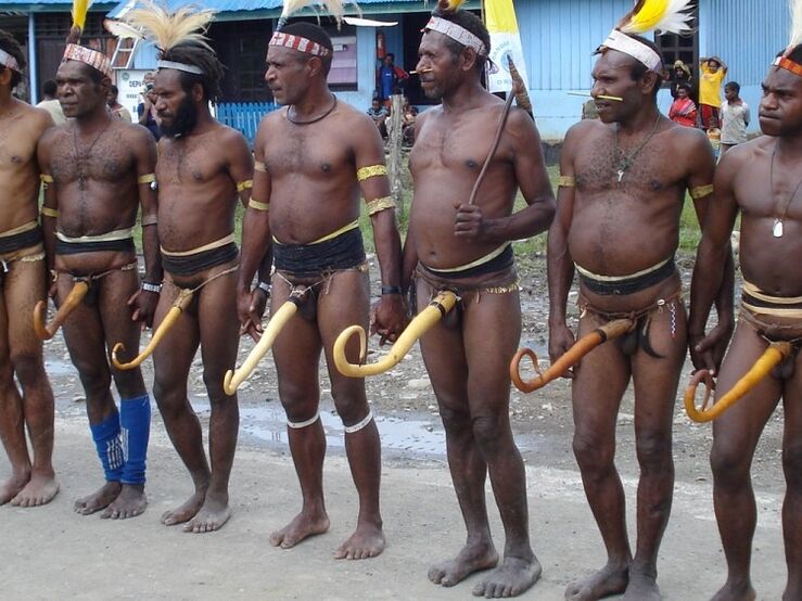 Papuans with an enlarged penis